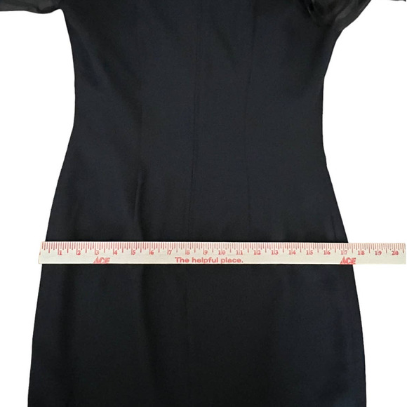 Maya Jornot For Michael Marcella Black Dress Embroider Design 3/4 Sleeve 8 VTG - Picture 7 of 16